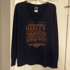 Harley Davidson Womens long sleeve v neck T-shirt